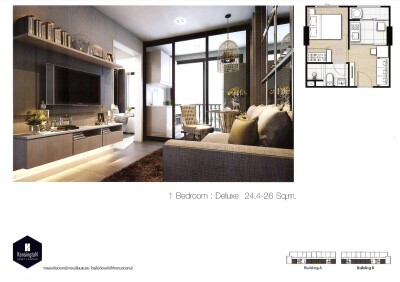 อัปเดตล่าสุด 27/03/68 : เคนซิงตัน เกษตร แคมปัส /  25.39 ตร.ม. อาคาร A ชั้น 7-15