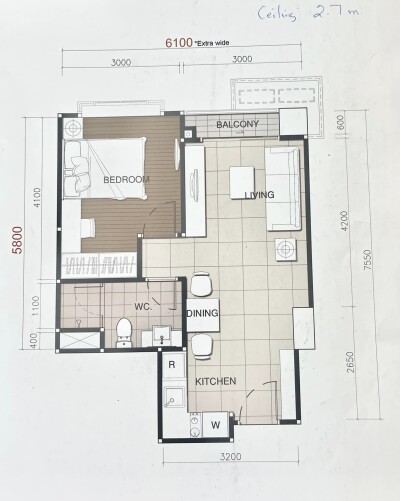 เซอร์เคิล คอนโดมิเนียม / 44.09 ตร.ม. ชั้น: 27-19