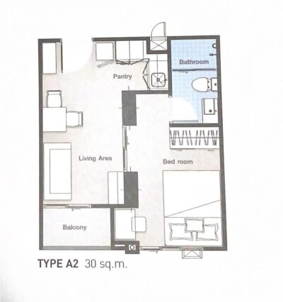ออกัสท์ คอนโด เจริญกรุง 80 / ขนาด 30 ตรม.  ชั้น 7 อาคาร A-29