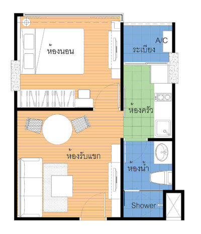 ซีนิธ เพลส แอท ห้วยขวาง / 33.29 ตร.ม. ชั้น 5-9