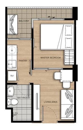 เดอะ คาบาน่า โมเดิร์น รีสอร์ท คอนโดมิเนียม /  ขนาดห้อง 28.35 ตรม ชั้น 5 อาคาร C-6