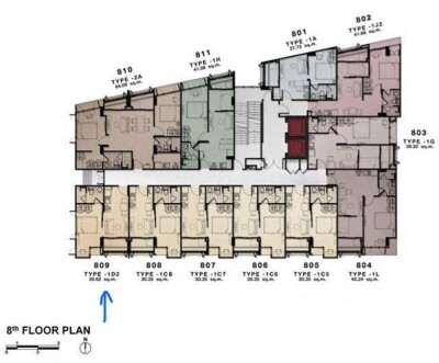 ดิ แอล ฟิฟทีน คอนโด / 🛏🚿 1 ห้องนอน 1 ห้องน้ำ 30.33 ตรม. ชั้น 8(บนสุด)