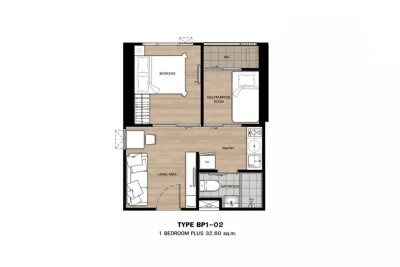 นอตติ้ง ฮิลล์ พหลฯ - เกษตร / 🛏 ห้อง 1 Bedroom Plus 📐 ขนาด 32.5 ตร.ม. 📍 ชั้น 3 | วิวโล่ง-4